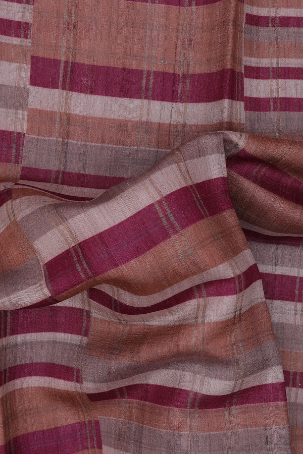 Tussar Silk Saree In Multicolor With Geometric Design