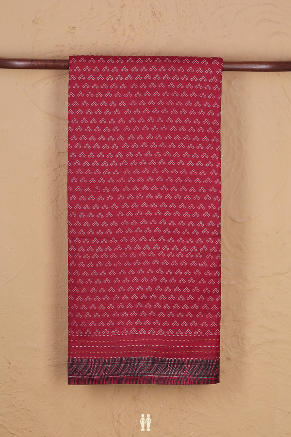 Tussar Silk Saree In Crimson Red With Printed Design