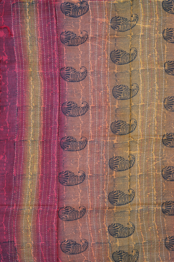 Tussar Silk Saree In Crimson Red With Printed Design