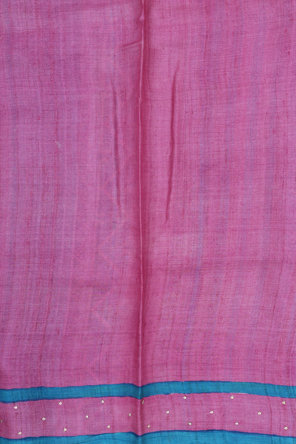 Tussar Silk Saree In Cerulean Blue With Floral Motifs