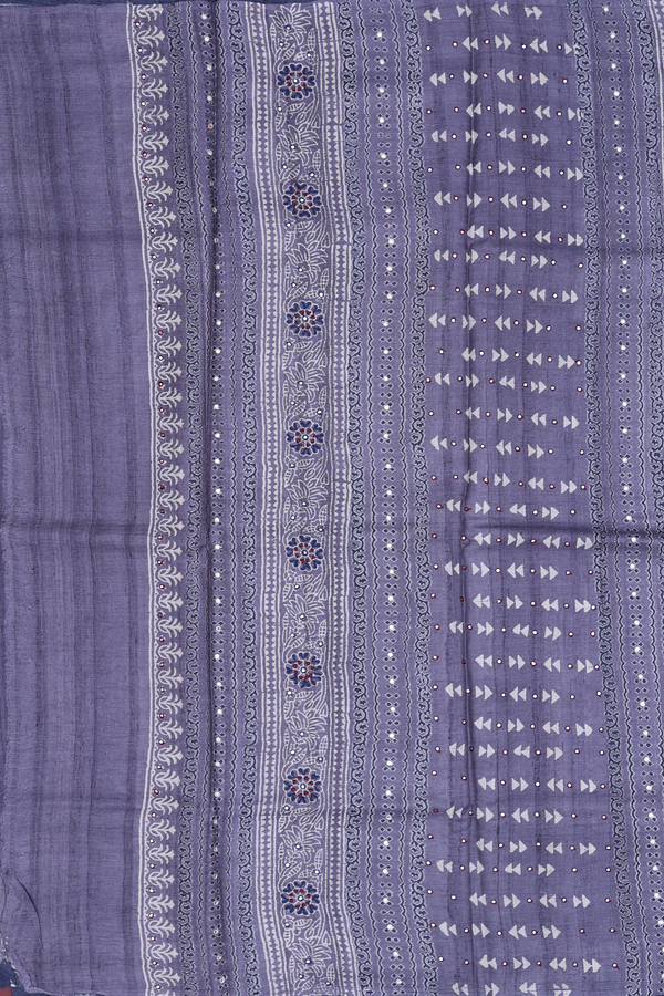 Tussar Silk Saree In Grey With Tree Motifs