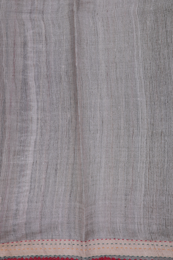 Tussar Silk Saree In Dusty Olive With Floral Design