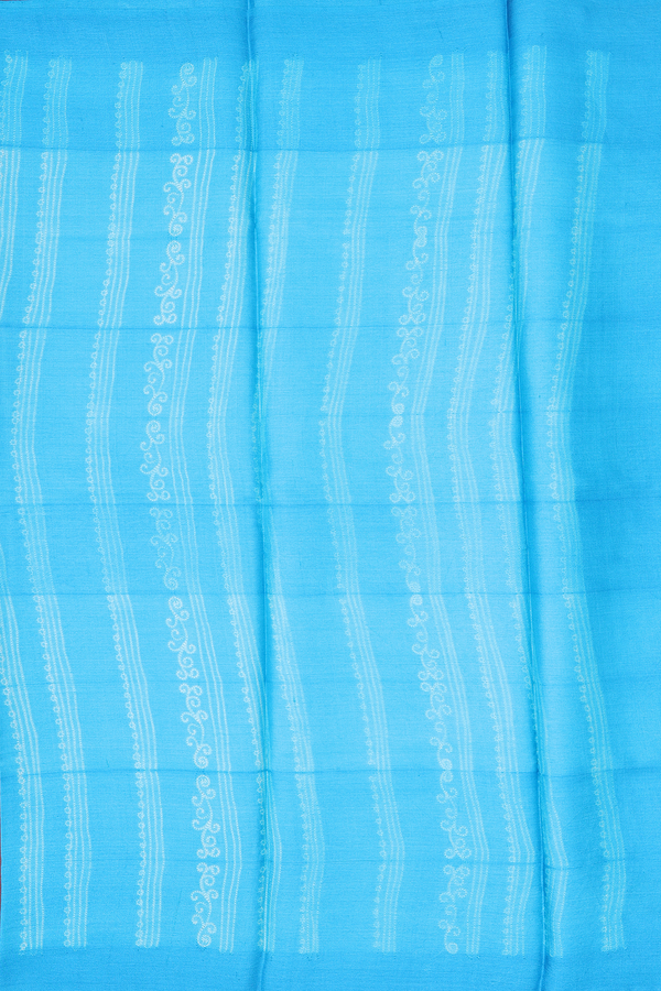 Tussar Silk Saree In Cerulean Blue With Shibori Design