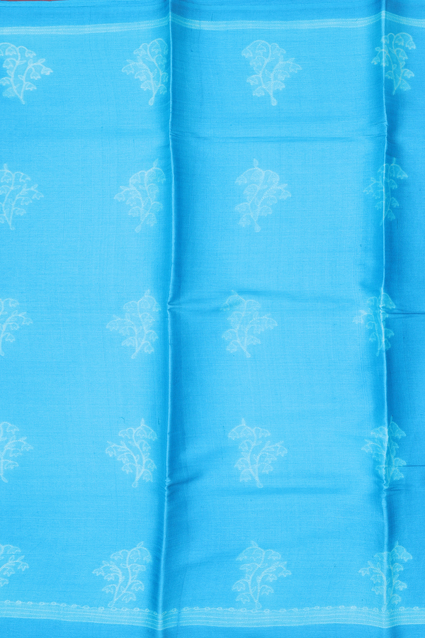 Tussar Silk Saree In Cerulean Blue With Shibori Design