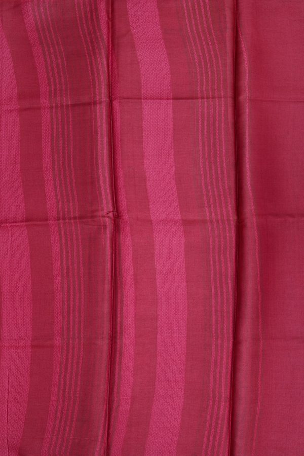 Tussar Silk Saree In Orange With Leaf Design