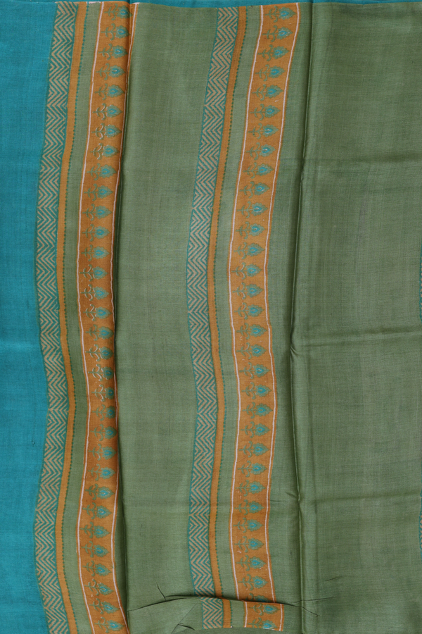 Tussar Silk Saree In Green With Allover Design