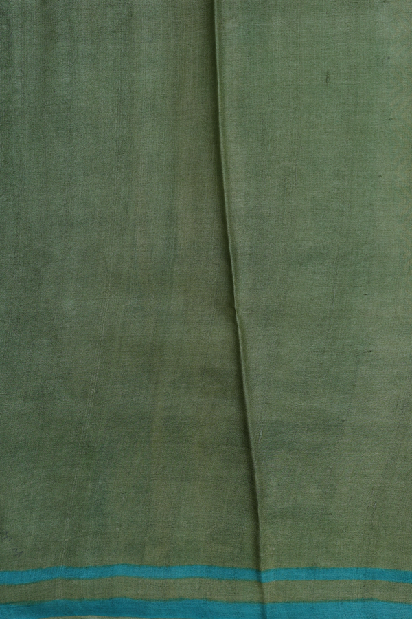 Tussar Silk Saree In Green With Allover Design