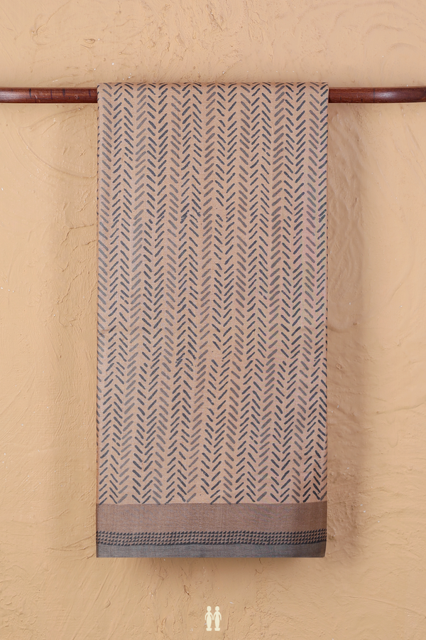Tussar Silk Saree In Brown With Printed Design