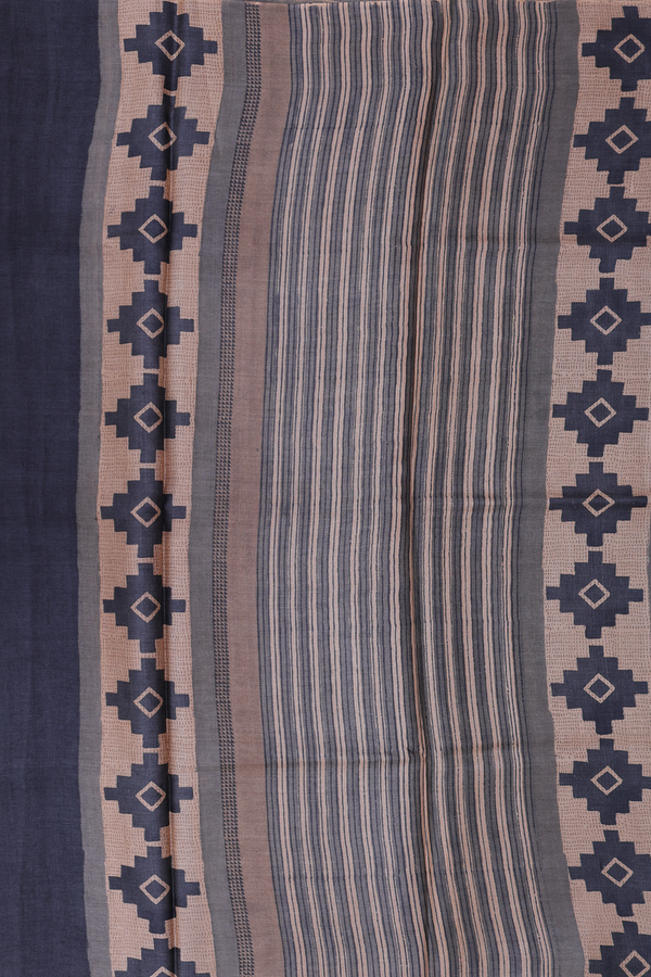 Tussar Silk Saree In Brown With Printed Design
