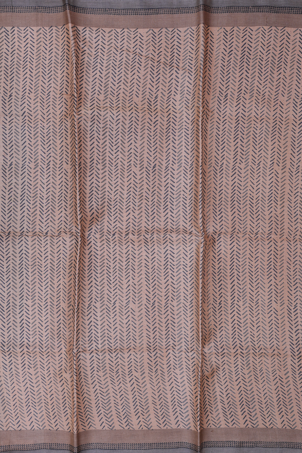 Tussar Silk Saree In Brown With Printed Design