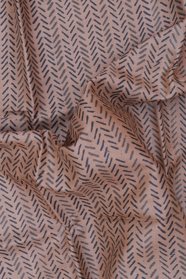 Tussar Silk Saree In Brown With Printed Design