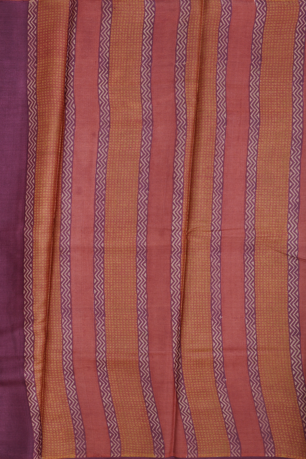 Tussar Silk Saree In Light Brown With Printed Design