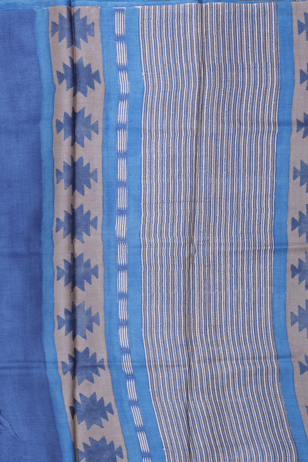 Tussar Silk Saree In Green And Blue With Stripes Design