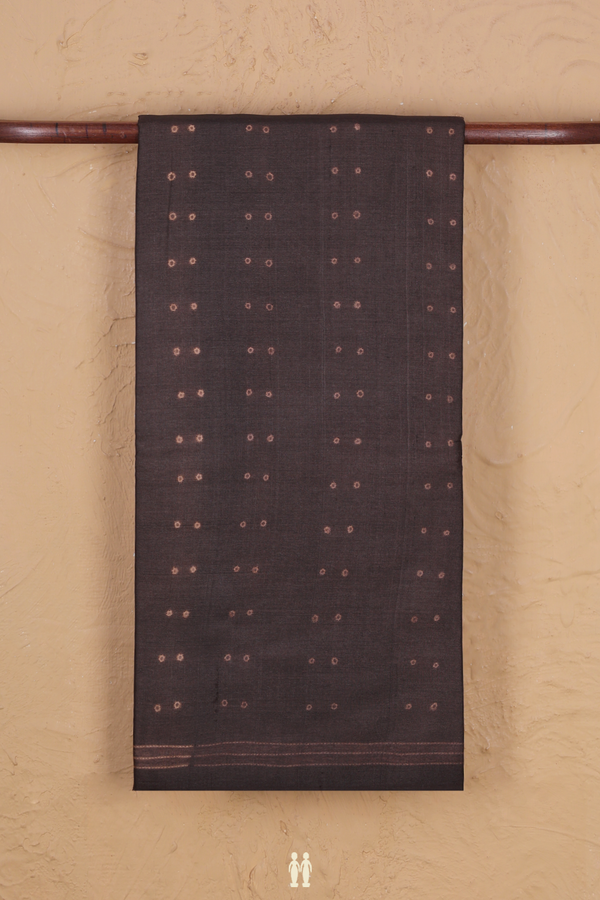 Tussar Silk Saree In Dark Oak Brown With Shibori Design