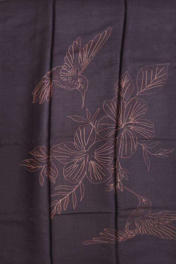 Tussar Silk Saree In Dark Oak Brown With Shibori Design