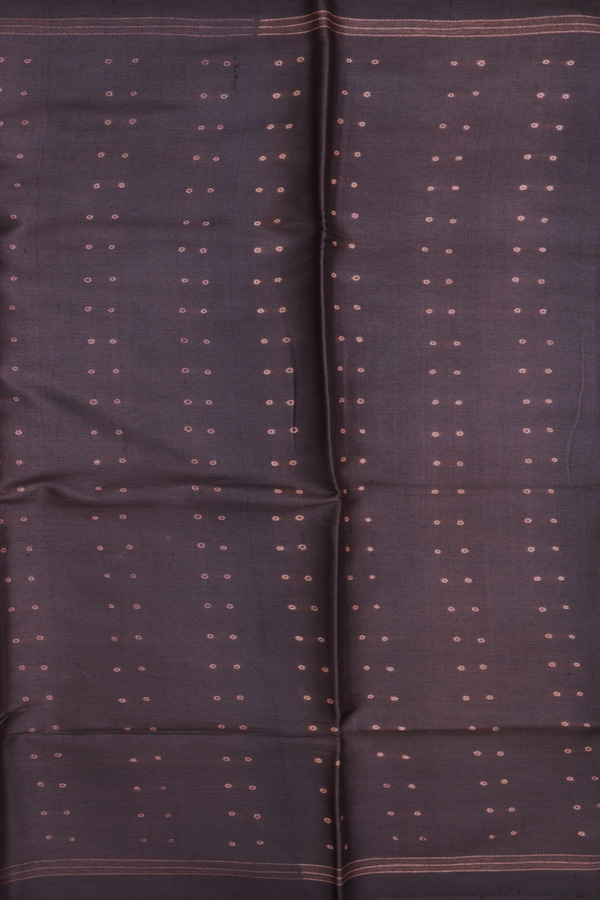 Tussar Silk Saree In Dark Oak Brown With Shibori Design