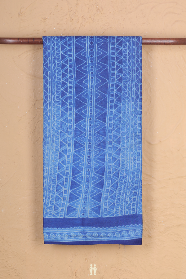 Tussar Silk Saree In Royal Blue With Shibori Design