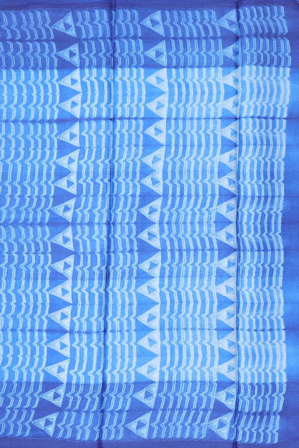 Tussar Silk Saree In Royal Blue With Shibori Design