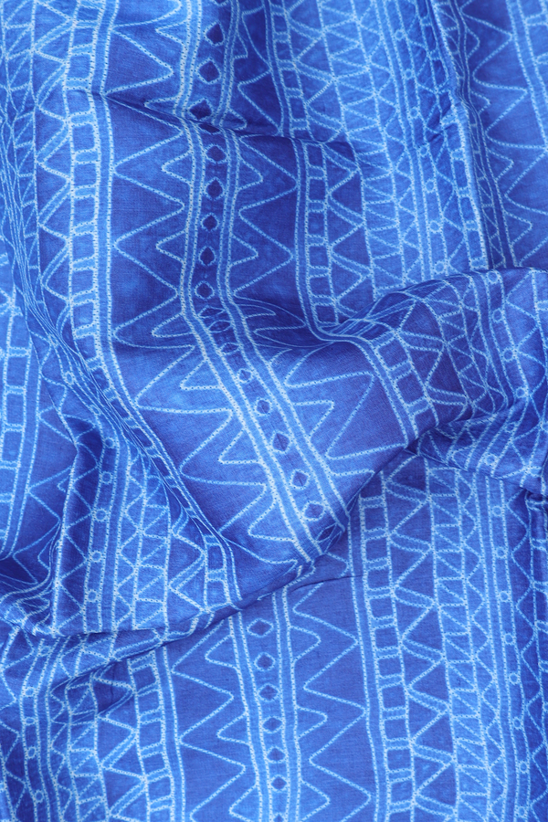 Tussar Silk Saree In Royal Blue With Shibori Design