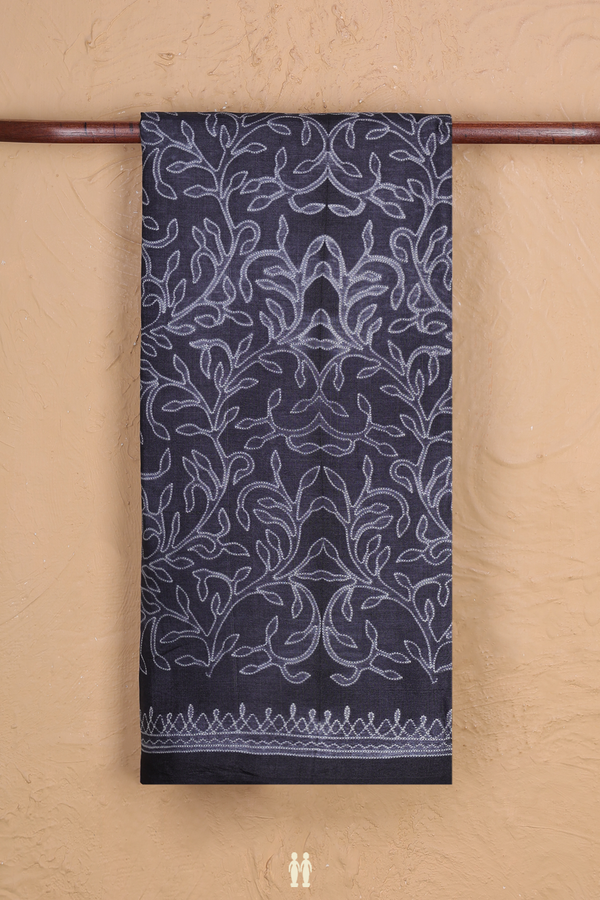 Tussar Silk Saree In Charcoal Grey With Shibori Design