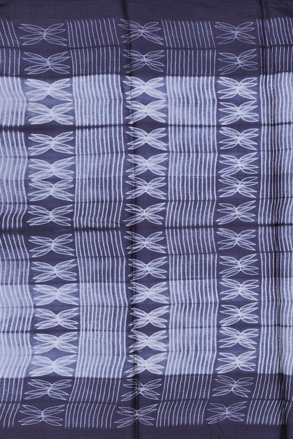 Tussar Silk Saree In Charcoal Grey With Shibori Design
