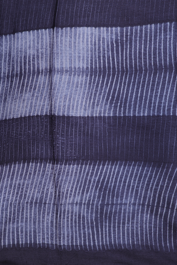 Tussar Silk Saree In Charcoal Grey With Shibori Design