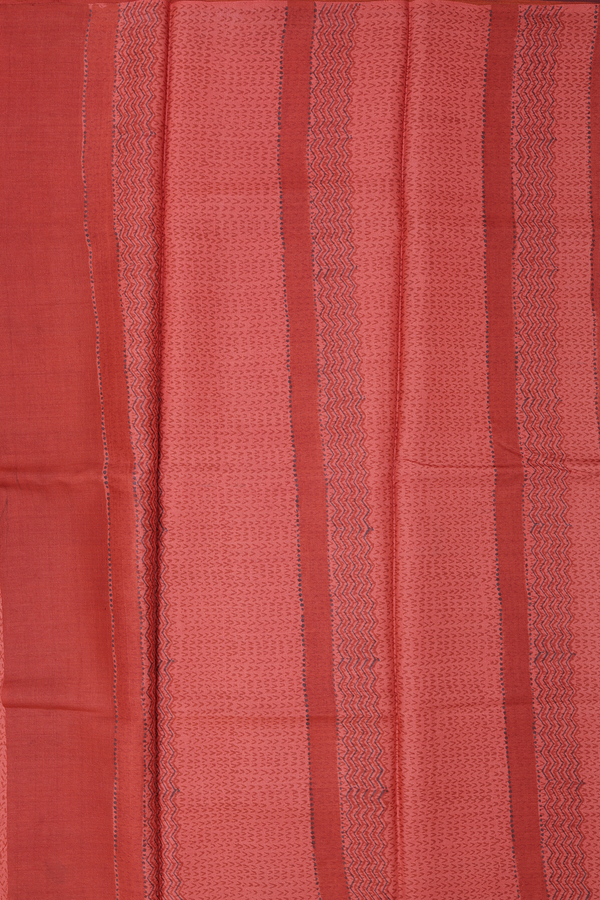 Tussar Silk Saree In Orange With Floral Design