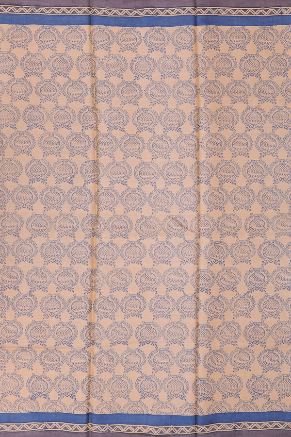 Tussar Silk Saree In Light Orange With Printed Design