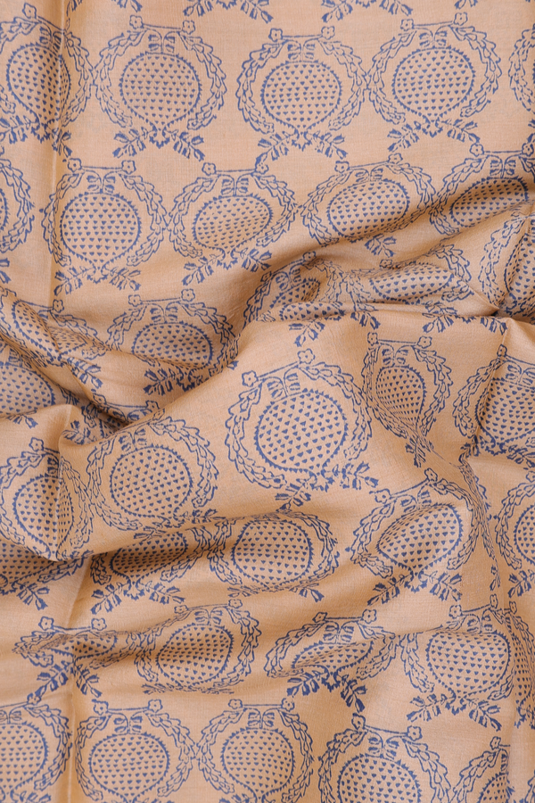Tussar Silk Saree In Light Orange With Printed Design