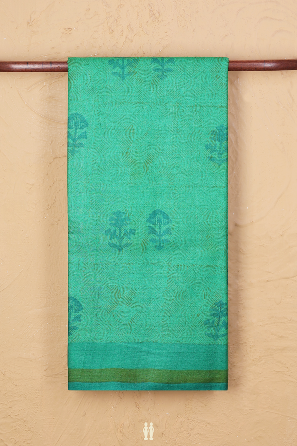Tussar Silk Saree In Green With Allover Design