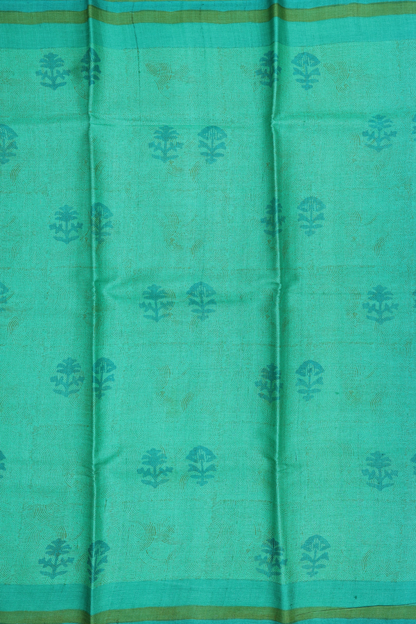 Tussar Silk Saree In Green With Allover Design