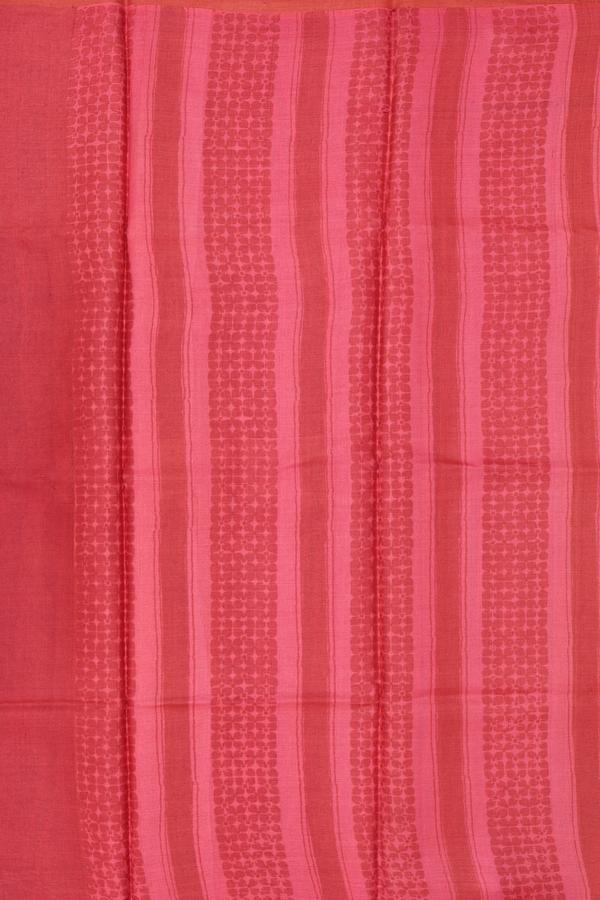 Tussar Silk Saree In Orange With Chevron Design