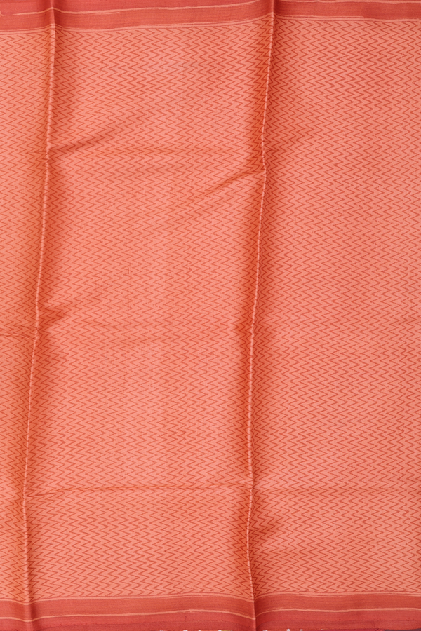 Tussar Silk Saree In Orange With Chevron Design