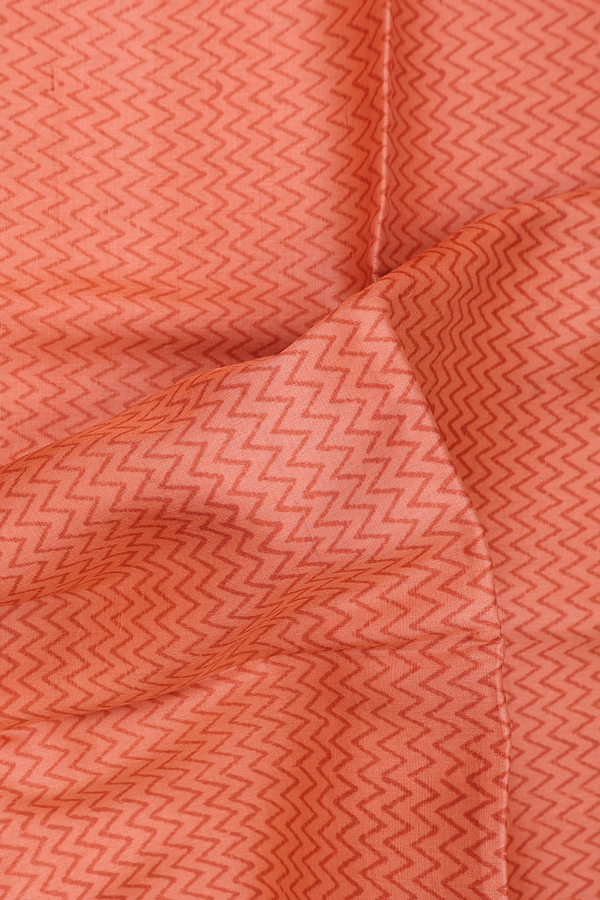 Tussar Silk Saree In Orange With Chevron Design