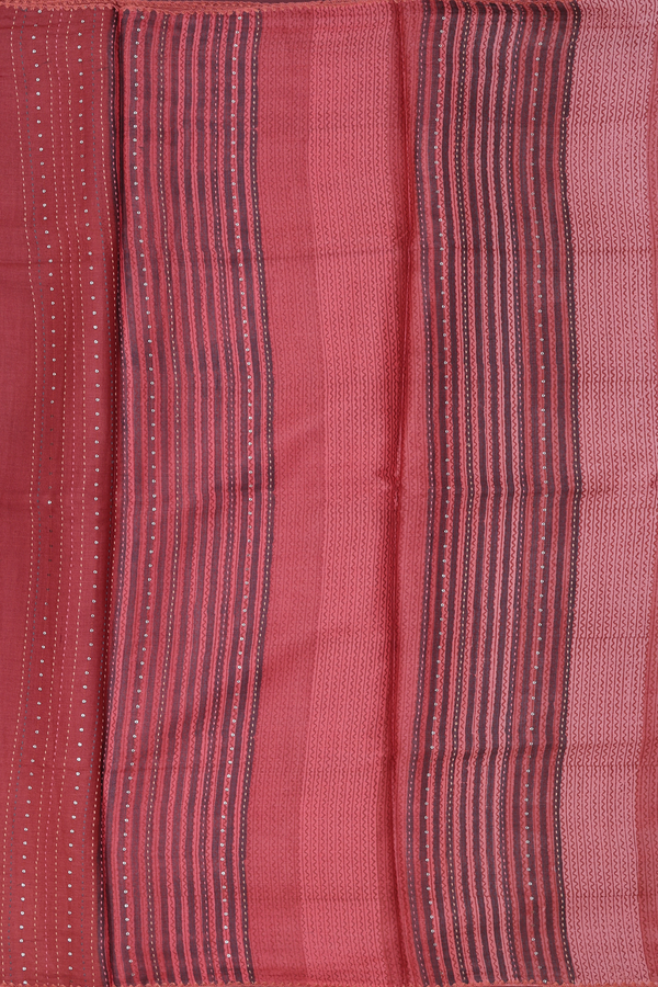 Tussar Silk Saree In Light Orange With Floral Motifs