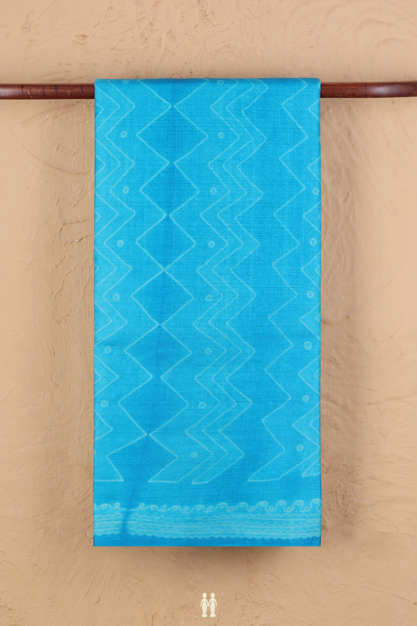 Tussar Silk Saree In Cerulean Blue With Shibori Design