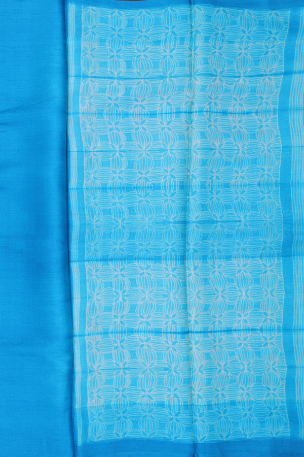 Tussar Silk Saree In Cerulean Blue With Shibori Design