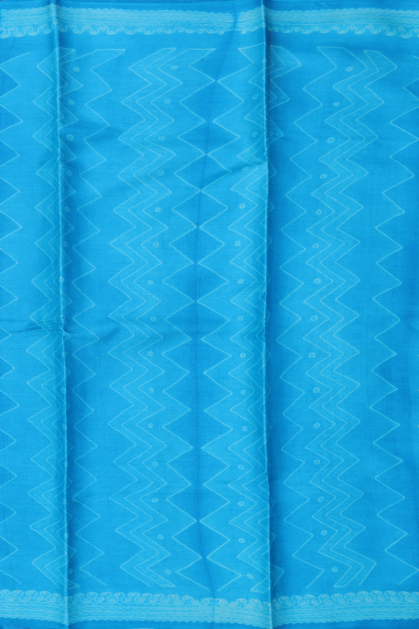 Tussar Silk Saree In Cerulean Blue With Shibori Design