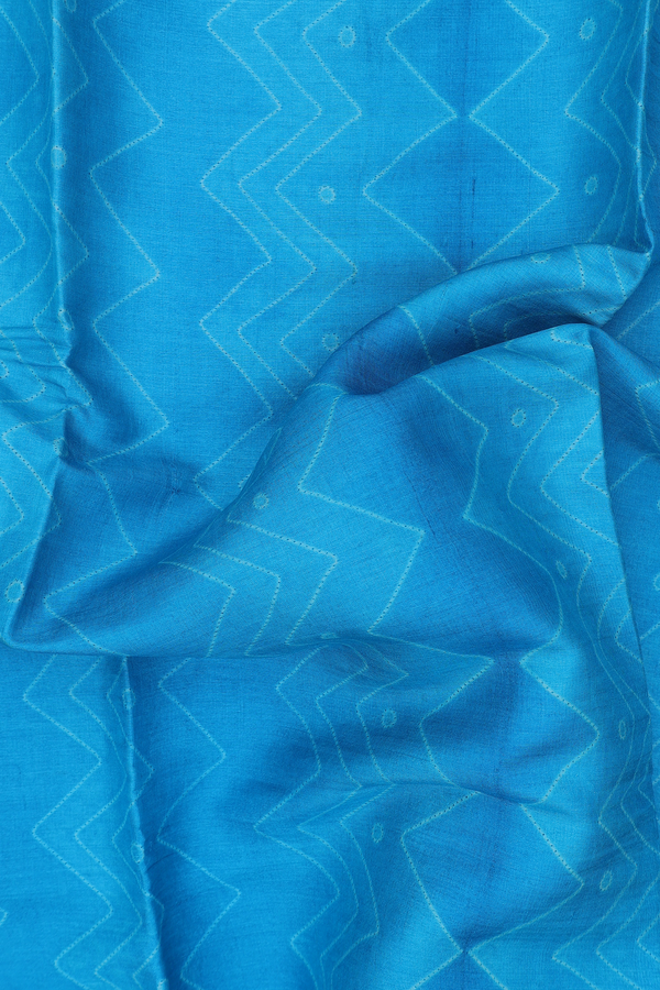 Tussar Silk Saree In Cerulean Blue With Shibori Design
