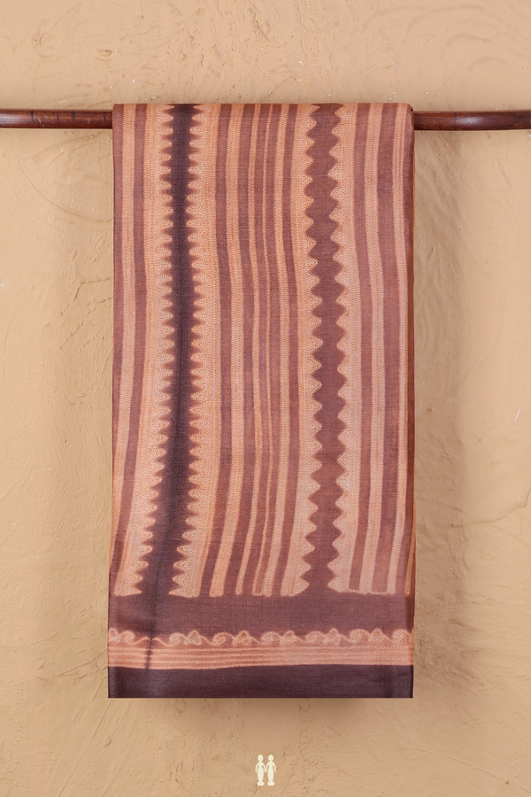 Tussar Silk Saree In Brown And Orange With Shibori Design