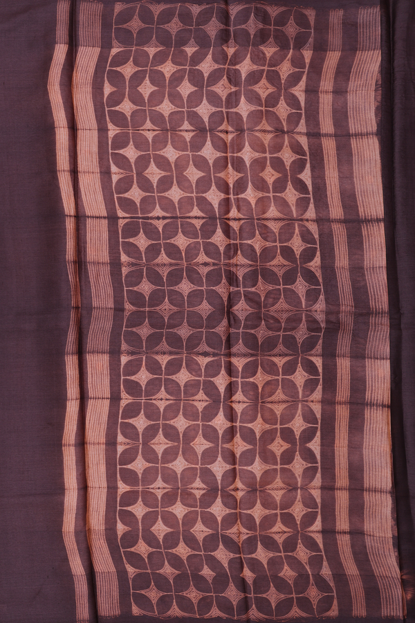 Tussar Silk Saree In Brown And Orange With Shibori Design