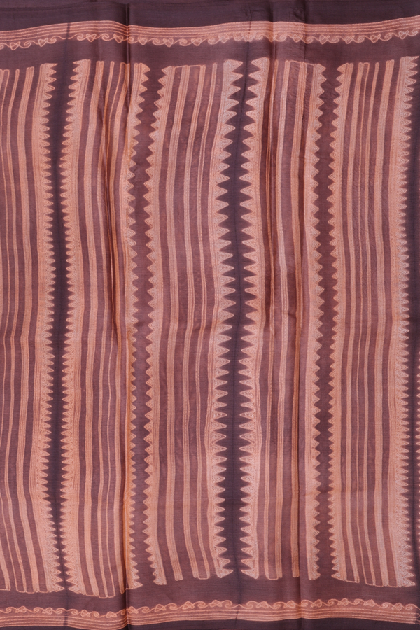 Tussar Silk Saree In Brown And Orange With Shibori Design