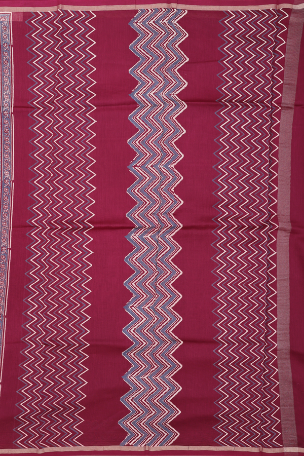 Chanderi Silk Cotton Saree In Red With Floral Design