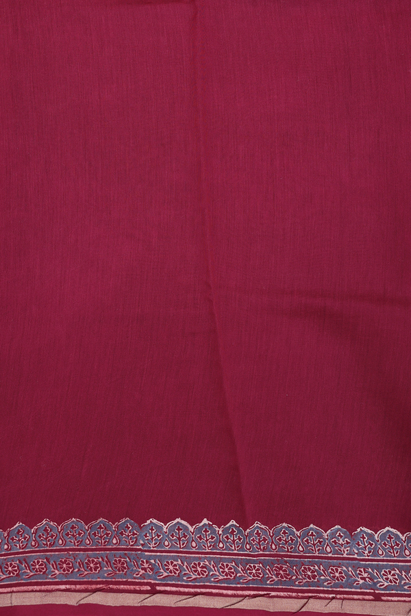 Chanderi Silk Cotton Saree In Red With Floral Design
