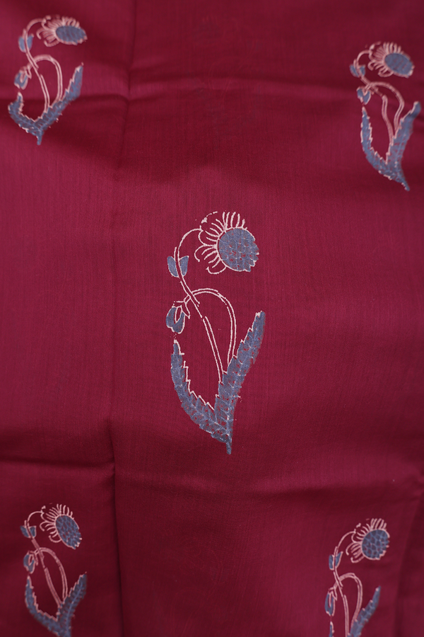 Chanderi Silk Cotton Saree In Red With Floral Design