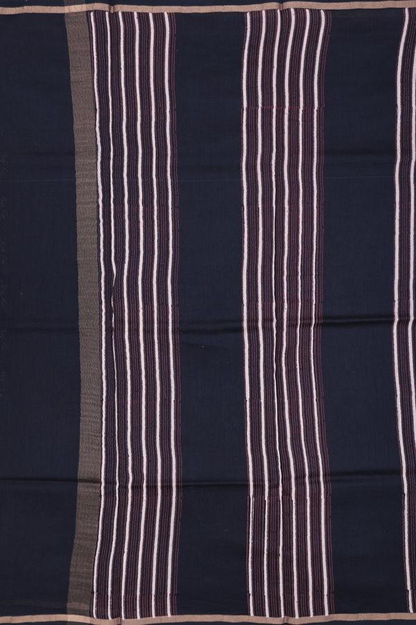 Chanderi Silk Cotton Saree Black With Floral Buttas