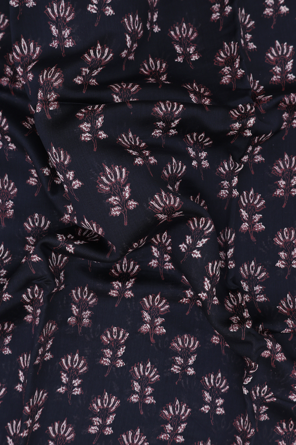 Chanderi Silk Cotton Saree Black With Floral Buttas