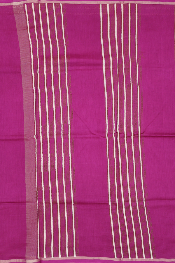 Chanderi Silk Cotton Saree In Purple With Floral Design