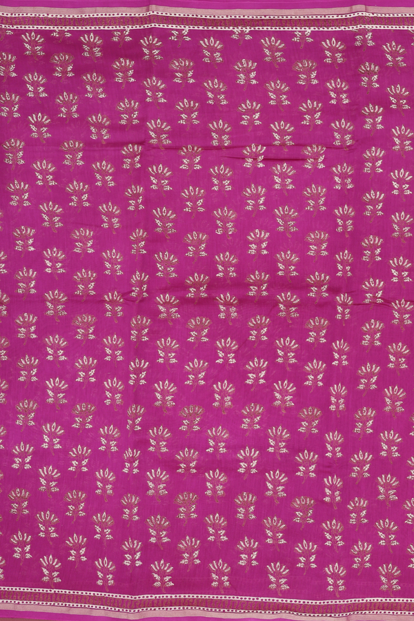 Chanderi Silk Cotton Saree In Purple With Floral Design