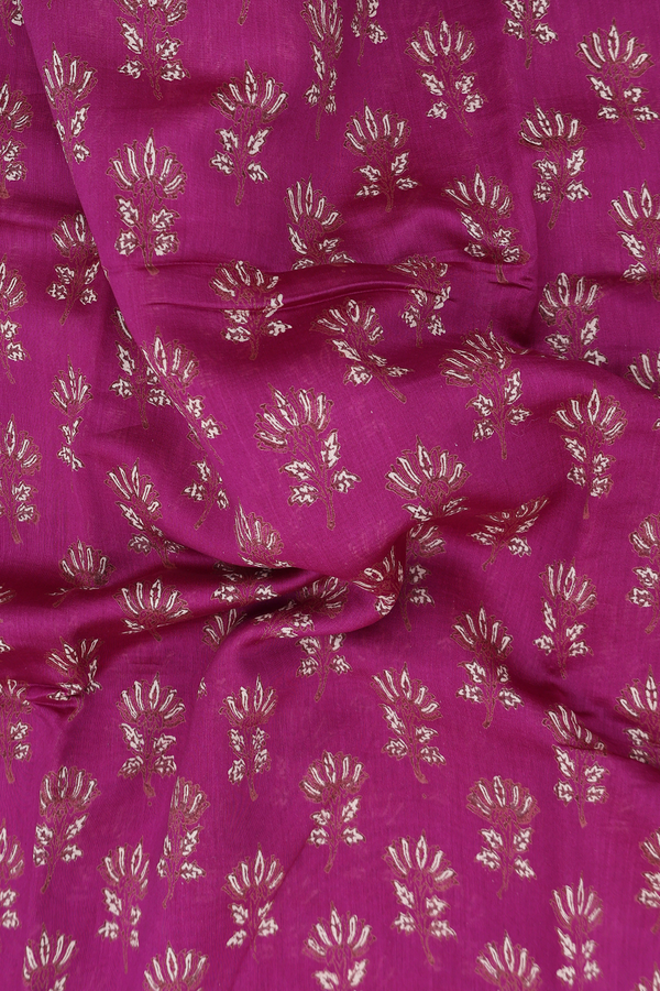 Chanderi Silk Cotton Saree In Purple With Floral Design
